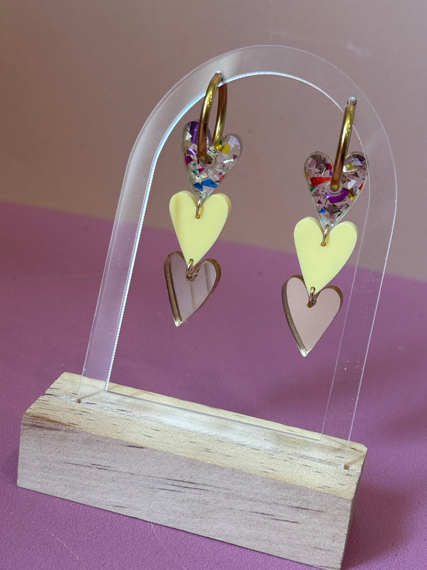 Créoles interchangeables - Coeur à Coeur – Trio de cœurs suspendus