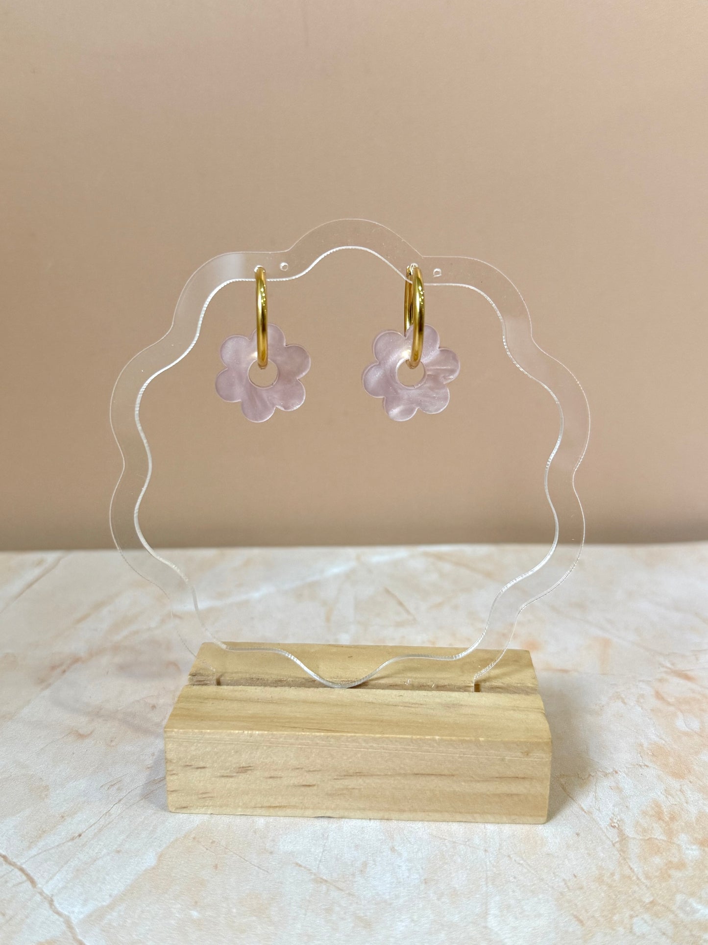 Boucles d'oreilles Créoles interchangeables - Daisy Guimauve