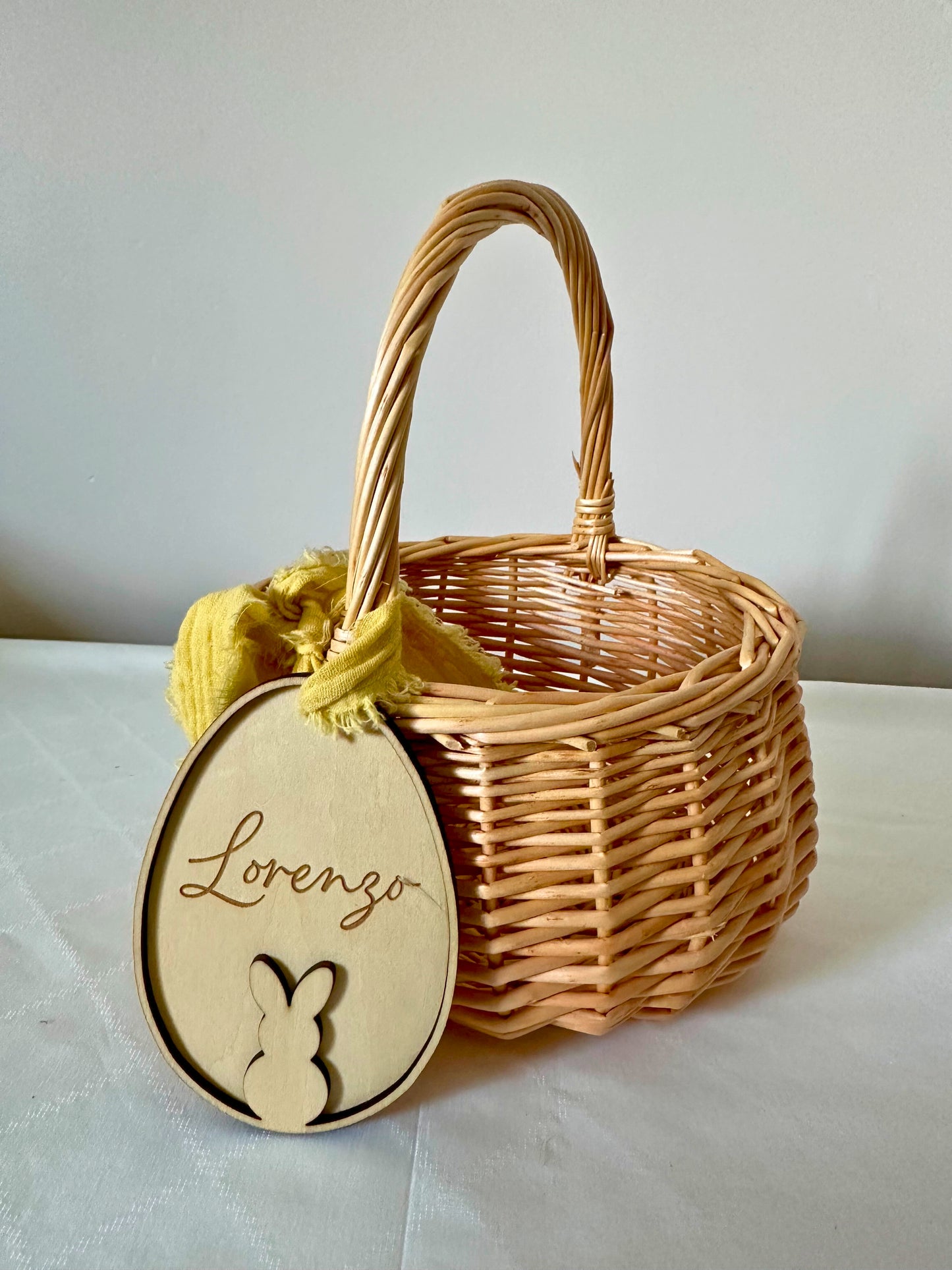 Panier + Etiquette pour panier de Pâques - Oeuf Lapin