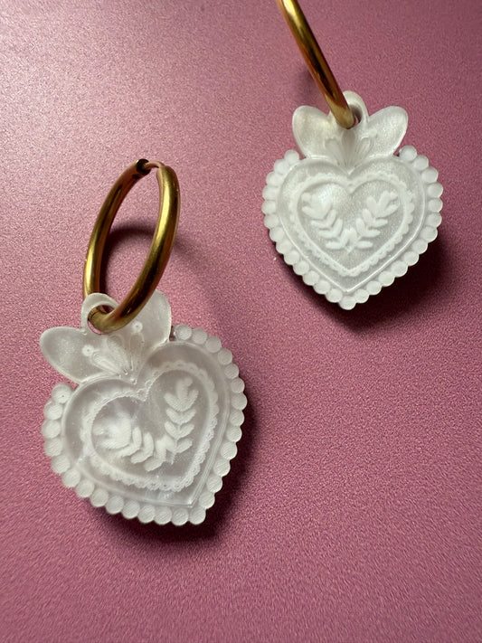 Créoles Interchangeables  - 💖 Cœur Ex Voto Marbré