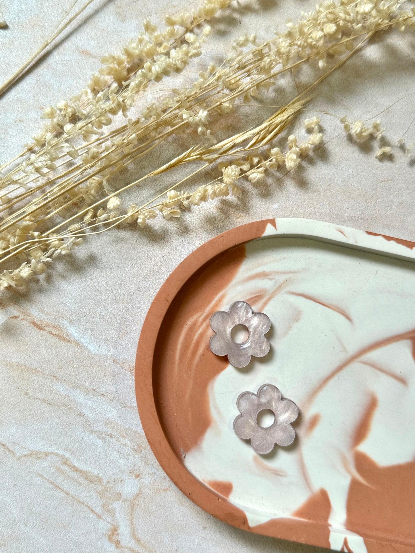 Boucles d'oreilles Créoles interchangeables - Daisy Guimauve