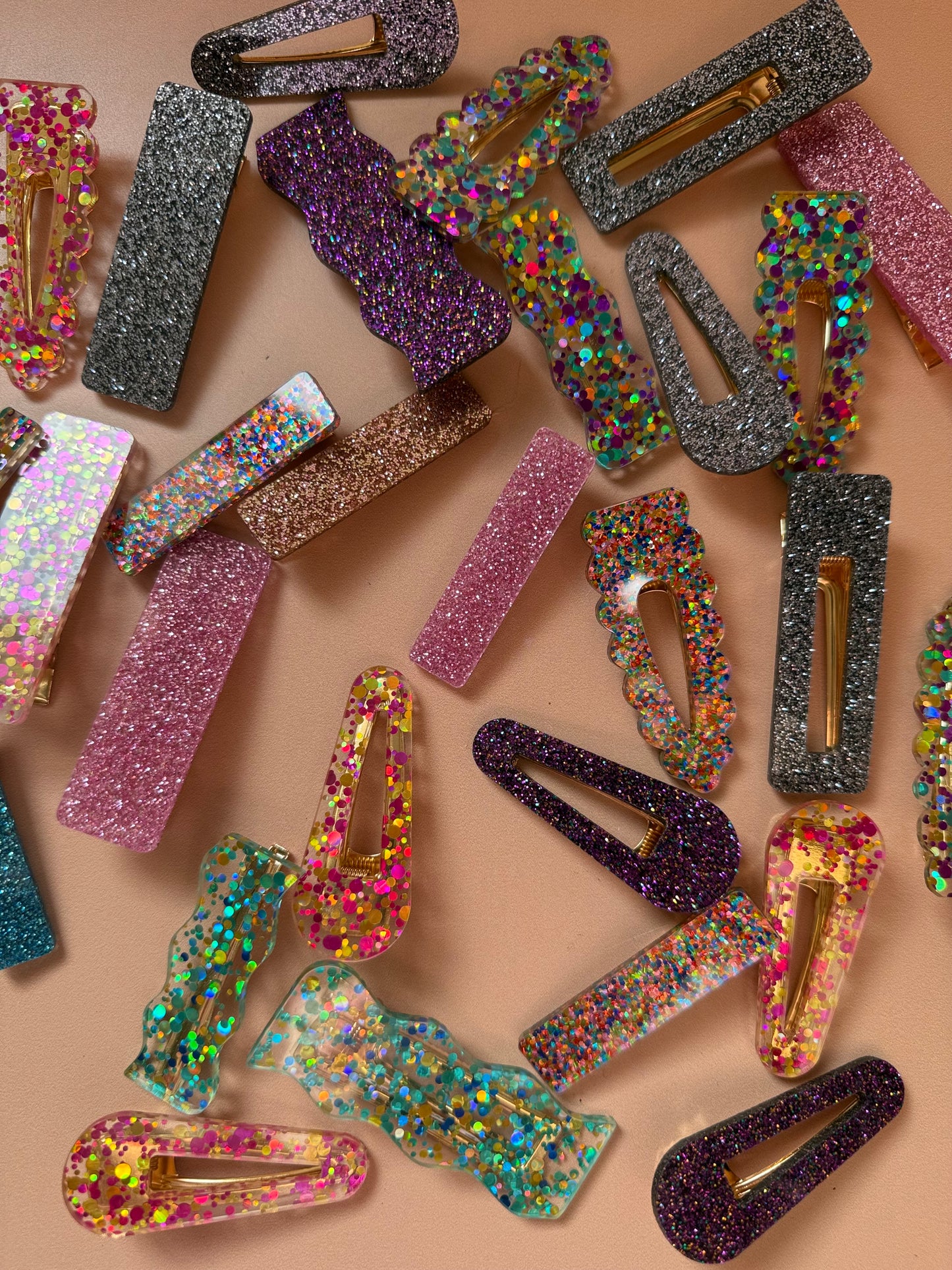 Barrettes crocodiles pailletées - Triangle