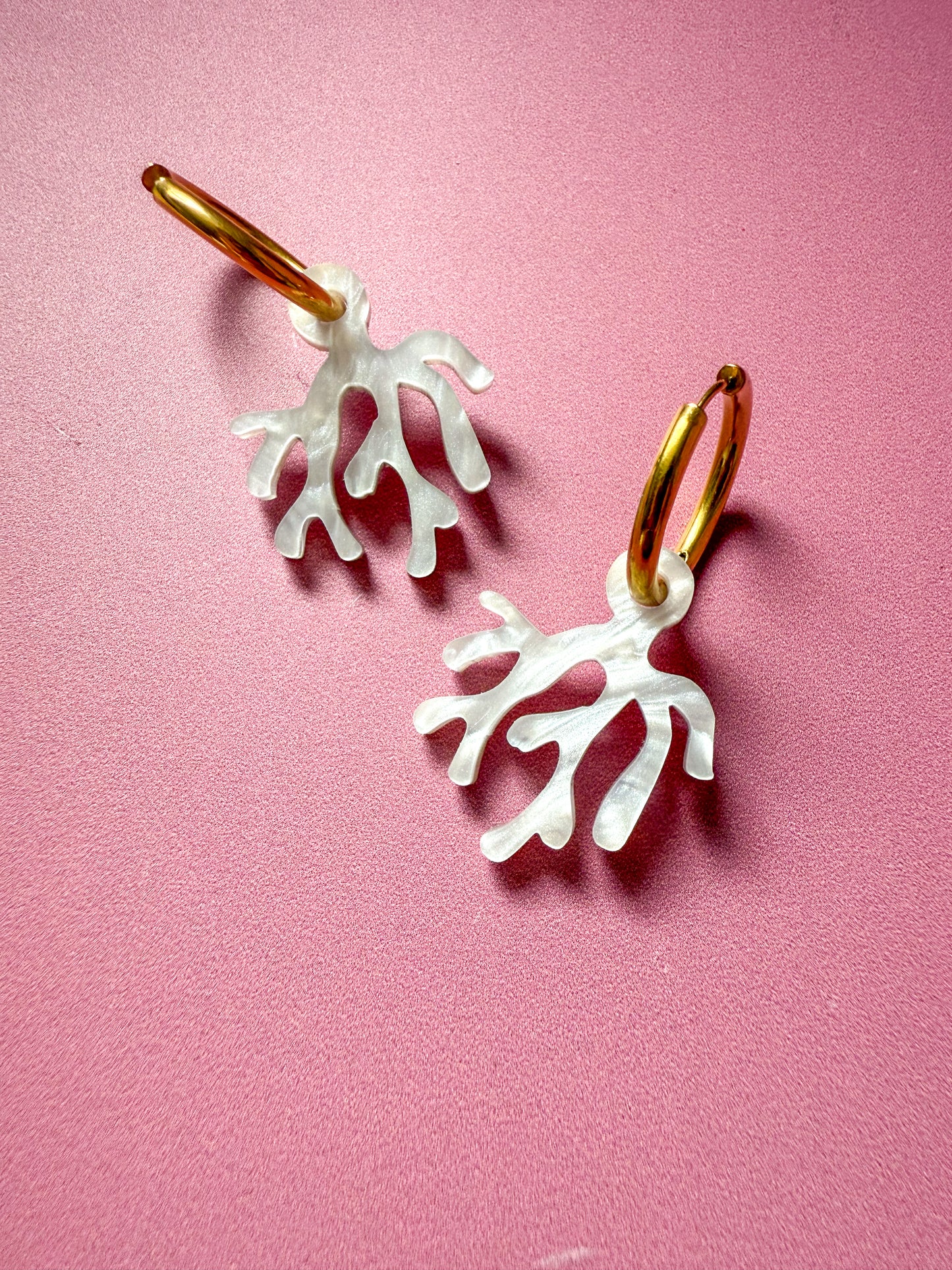 🪸 Créoles Interchangeables – Corail Blanc