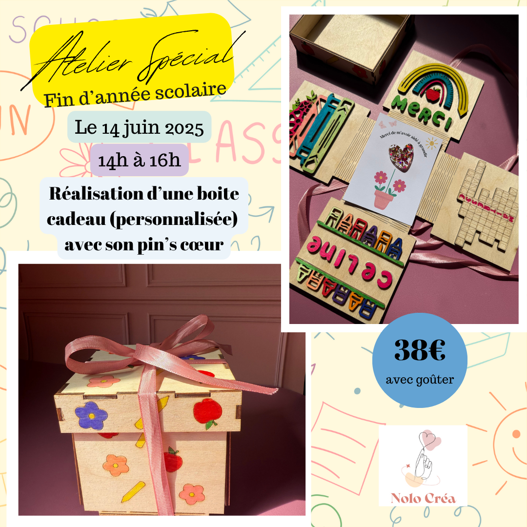 Atelier créatif – Spécial Fin d’année scolaire chez les Les P’tits Trésors de Nelly
