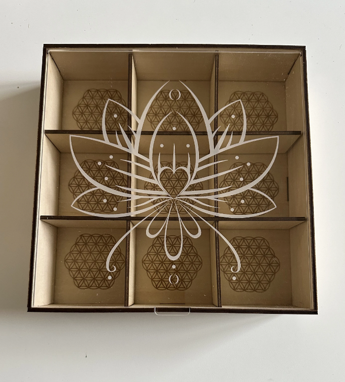 Boite rangement pierres - fleur de vie - Lotus