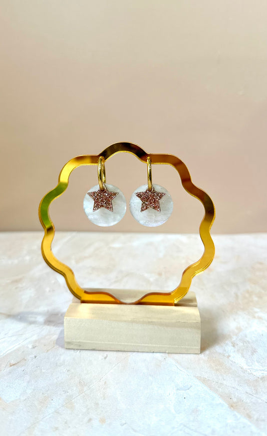 Boucles d'oreilles Créoles interchangeables - Étoile Scintillante