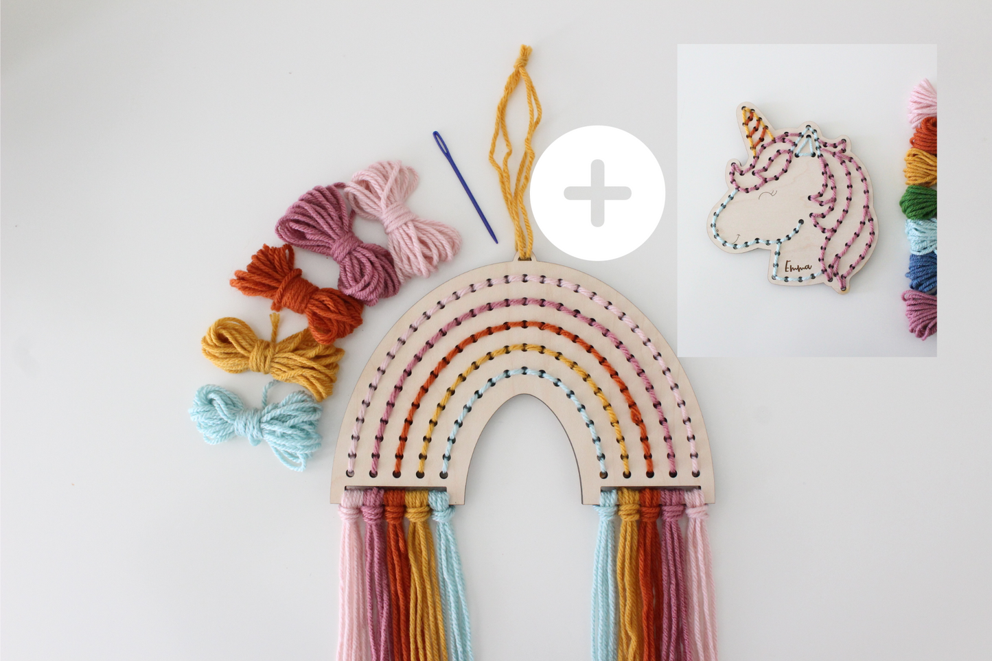 Lot Kit Broderie enfant Licorne + Arc en ciel
