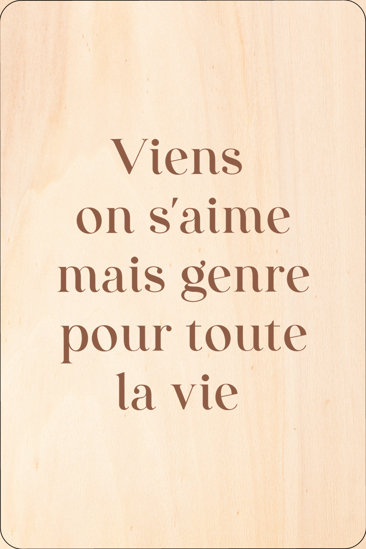 Carte postale en bois texte libre