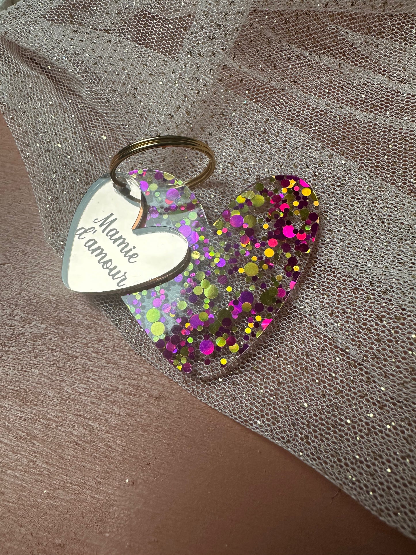 Porte clés Coeur Pailleté