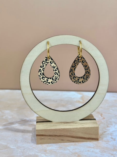 Boucles d'oreilles Créoles interchangeables - Goutte Léopard
