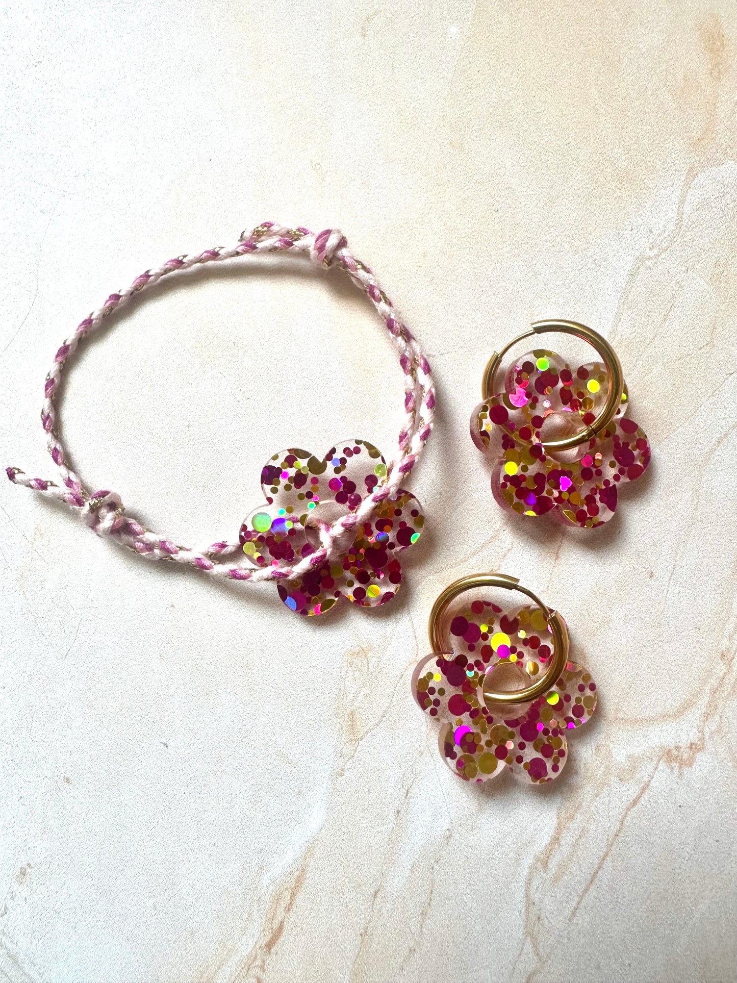 Boucles d'oreilles Créoles interchangeables - Maxi Daisy (Fleur)