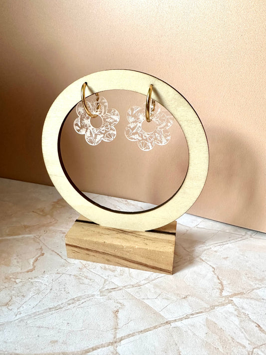 Boucles d'oreilles Créoles interchangeables - Fleur de cristal