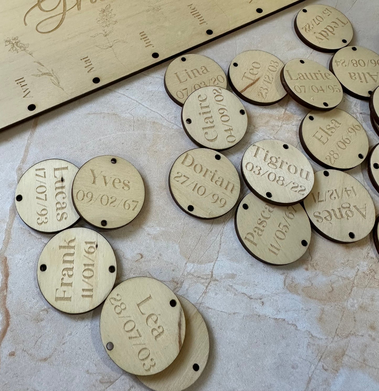 Pastille supplémentaire pour "Calendrier anniversaires en bois"