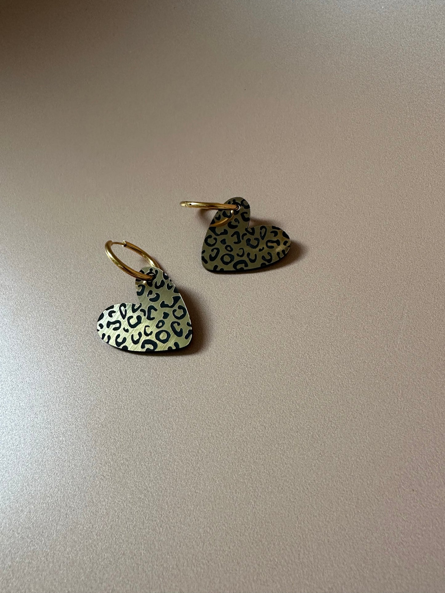 Boucles d'oreilles Créoles interchangeables - Coeur Léopard