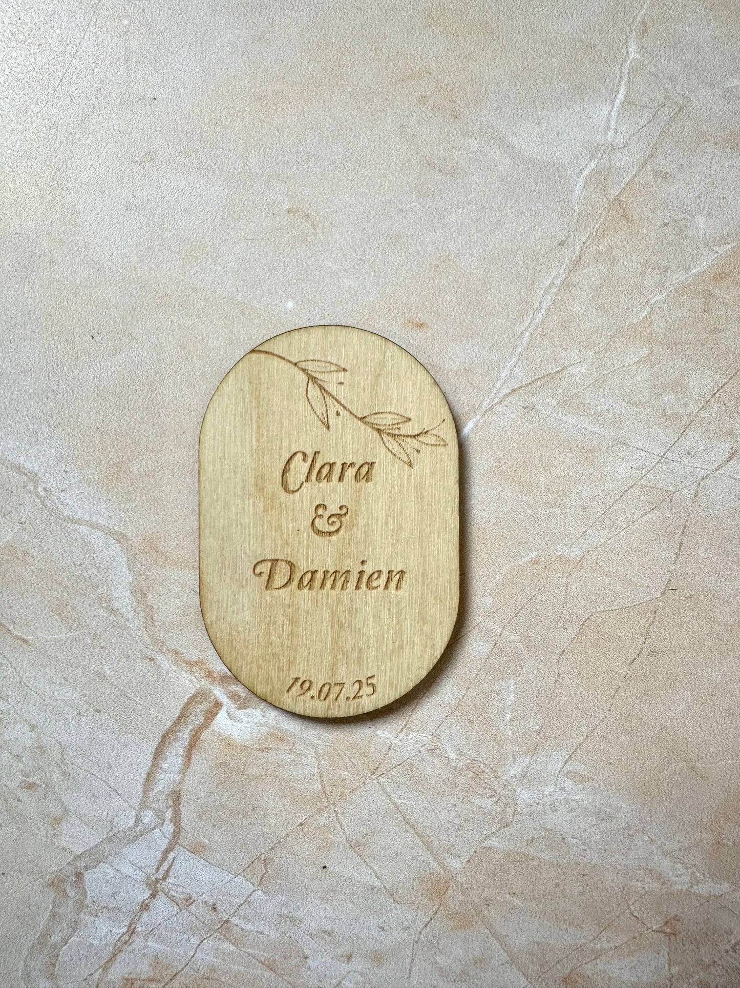 Magnets en bois personnalisés - Mariage