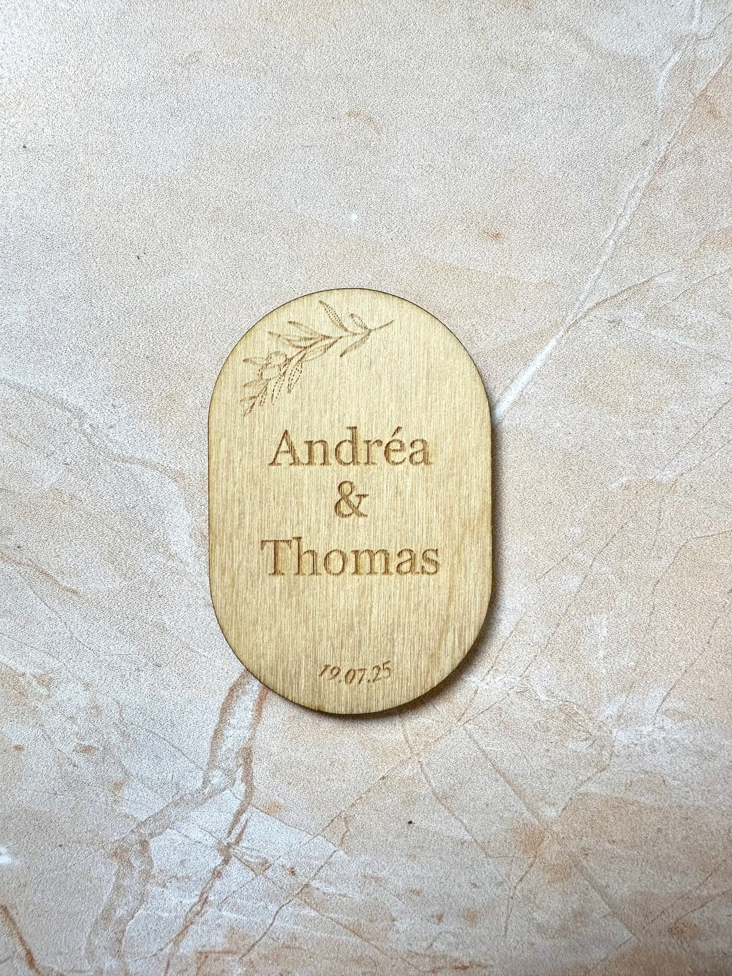Magnets en bois personnalisés - Mariage