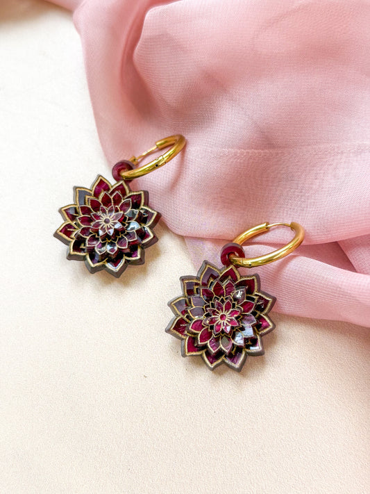 Créoles interchangeables "Les Dahlias d’Octobre"