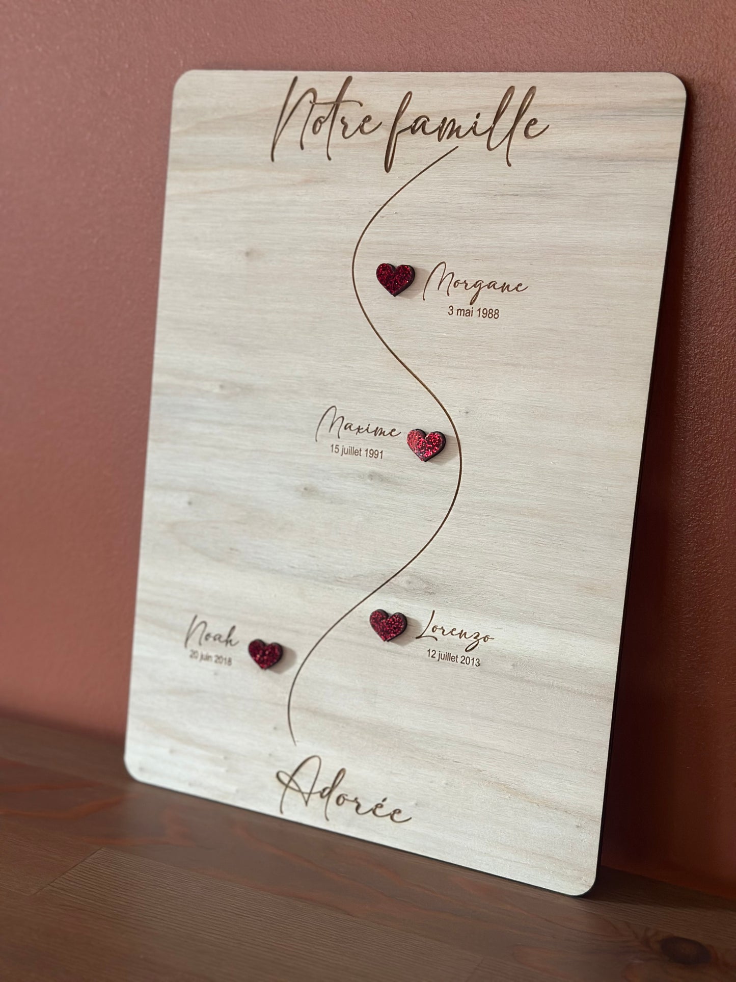 Affiche en bois "Notre famille adorée"