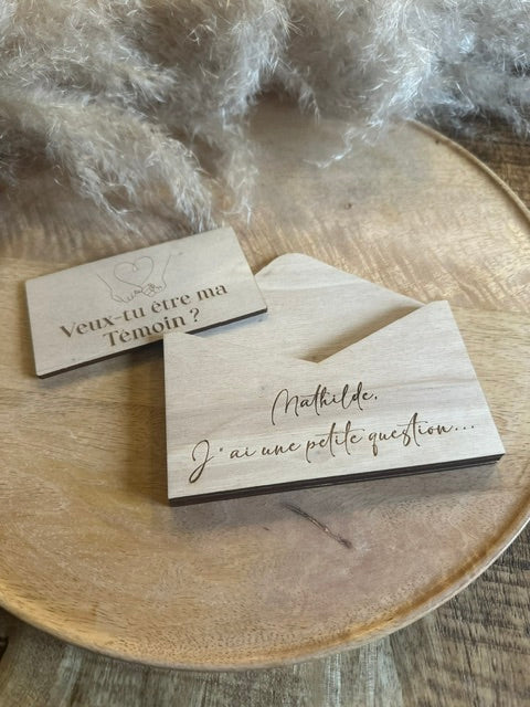 Enveloppe surprise avec carte en bois