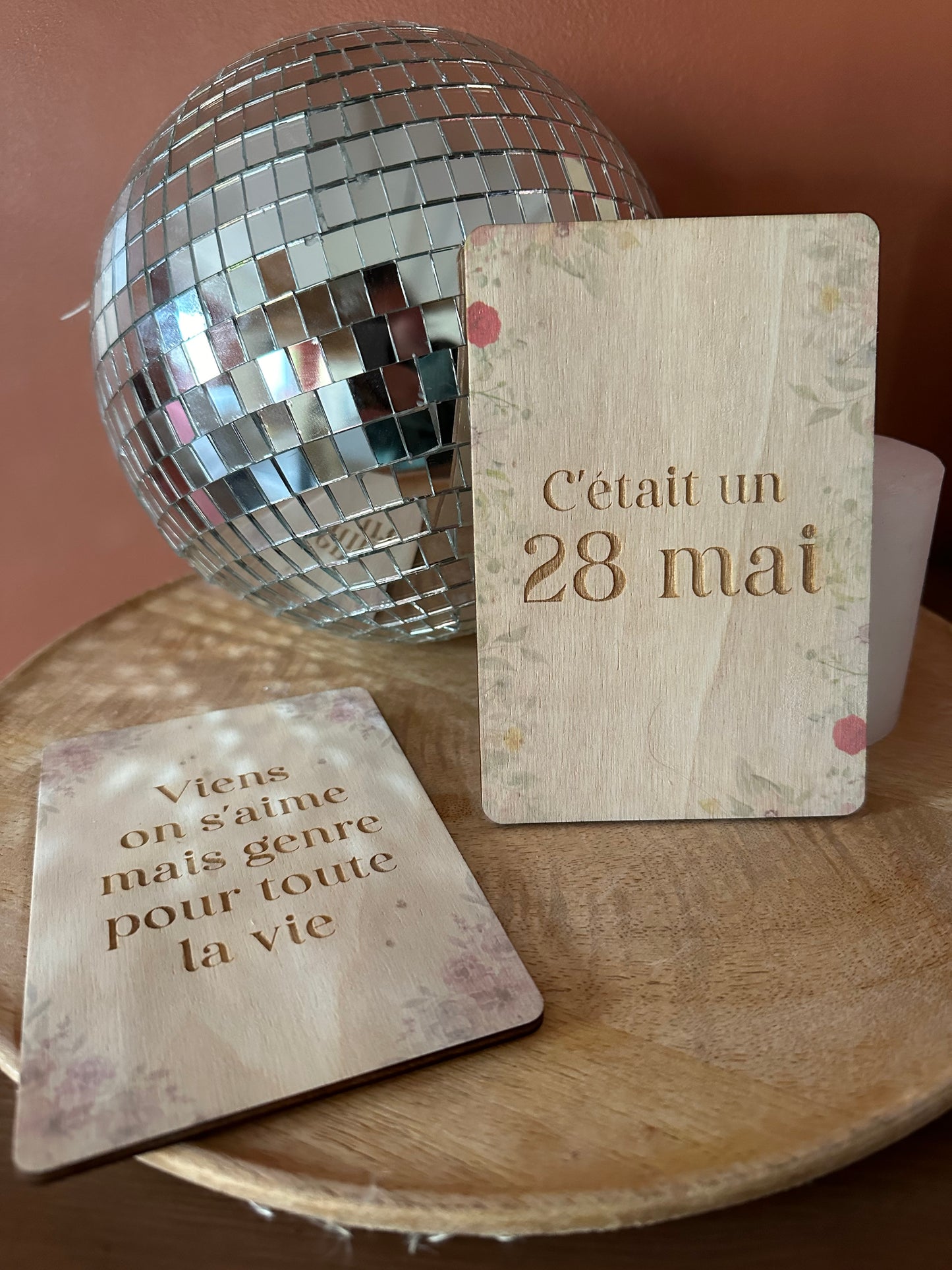 Carte postale en bois texte libre