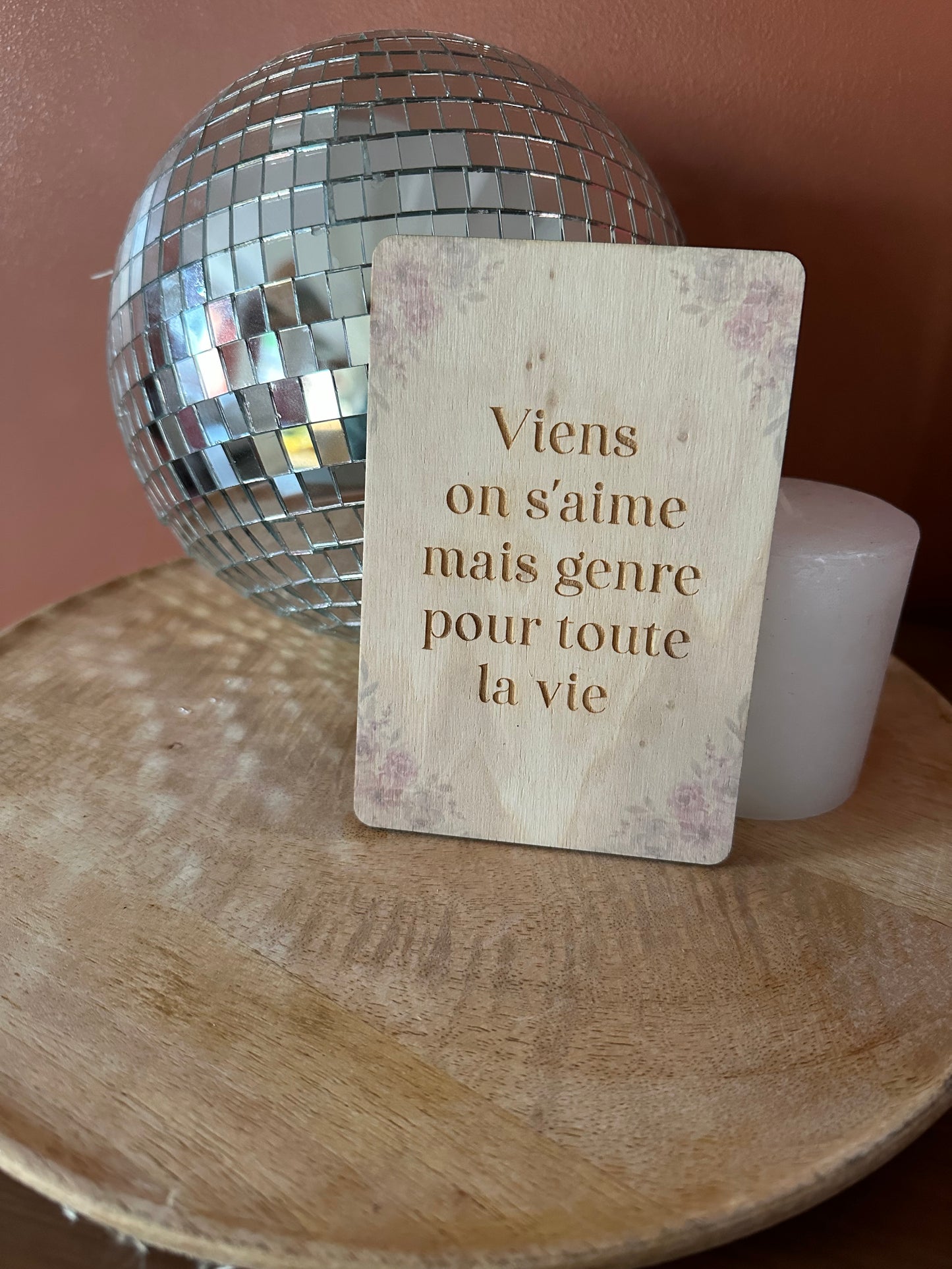 Carte postale en bois texte libre