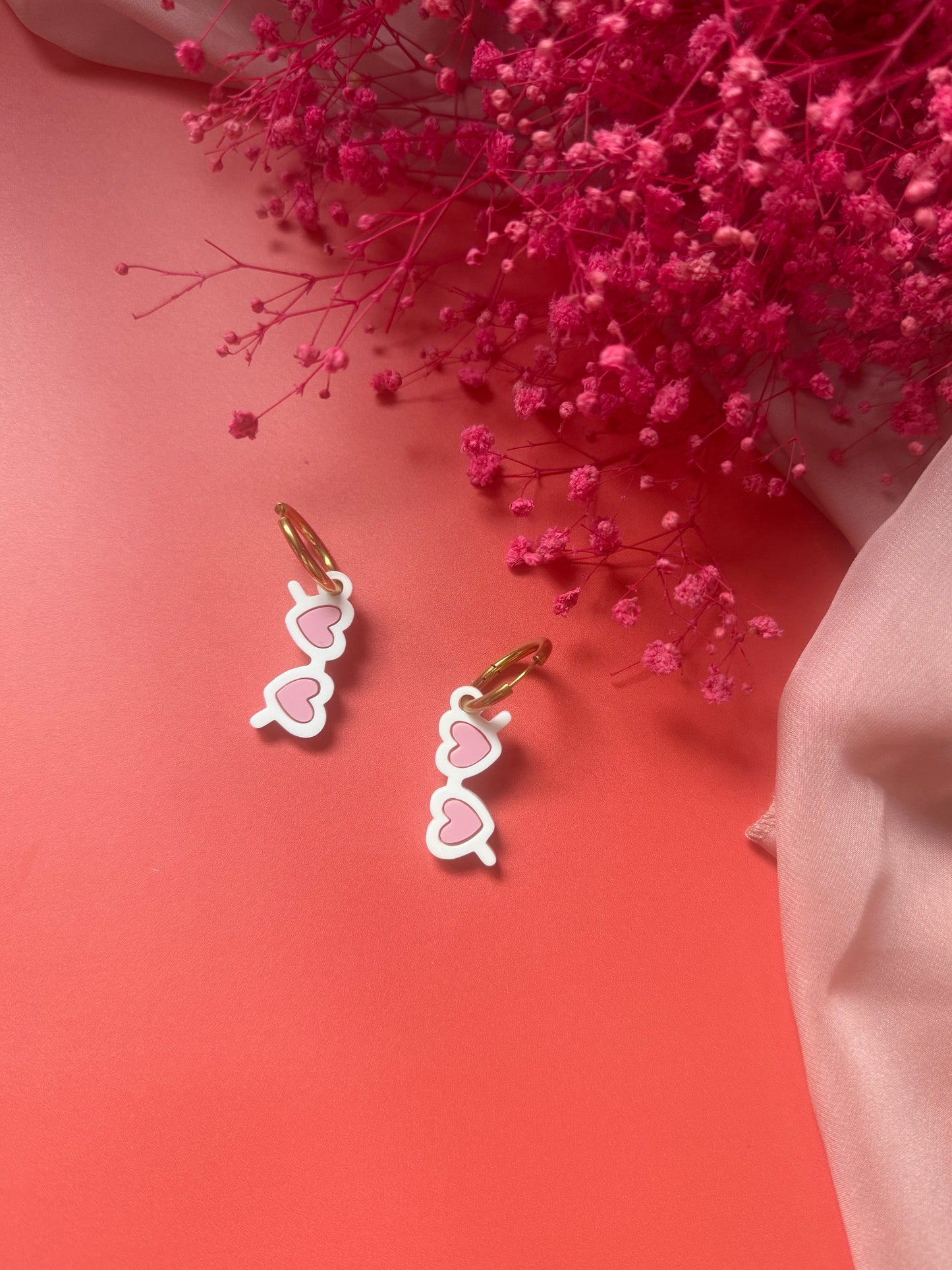 Pampilles interchangeables “Cœur Pop” – Lunettes en plexi blanc avec cœur coloré
