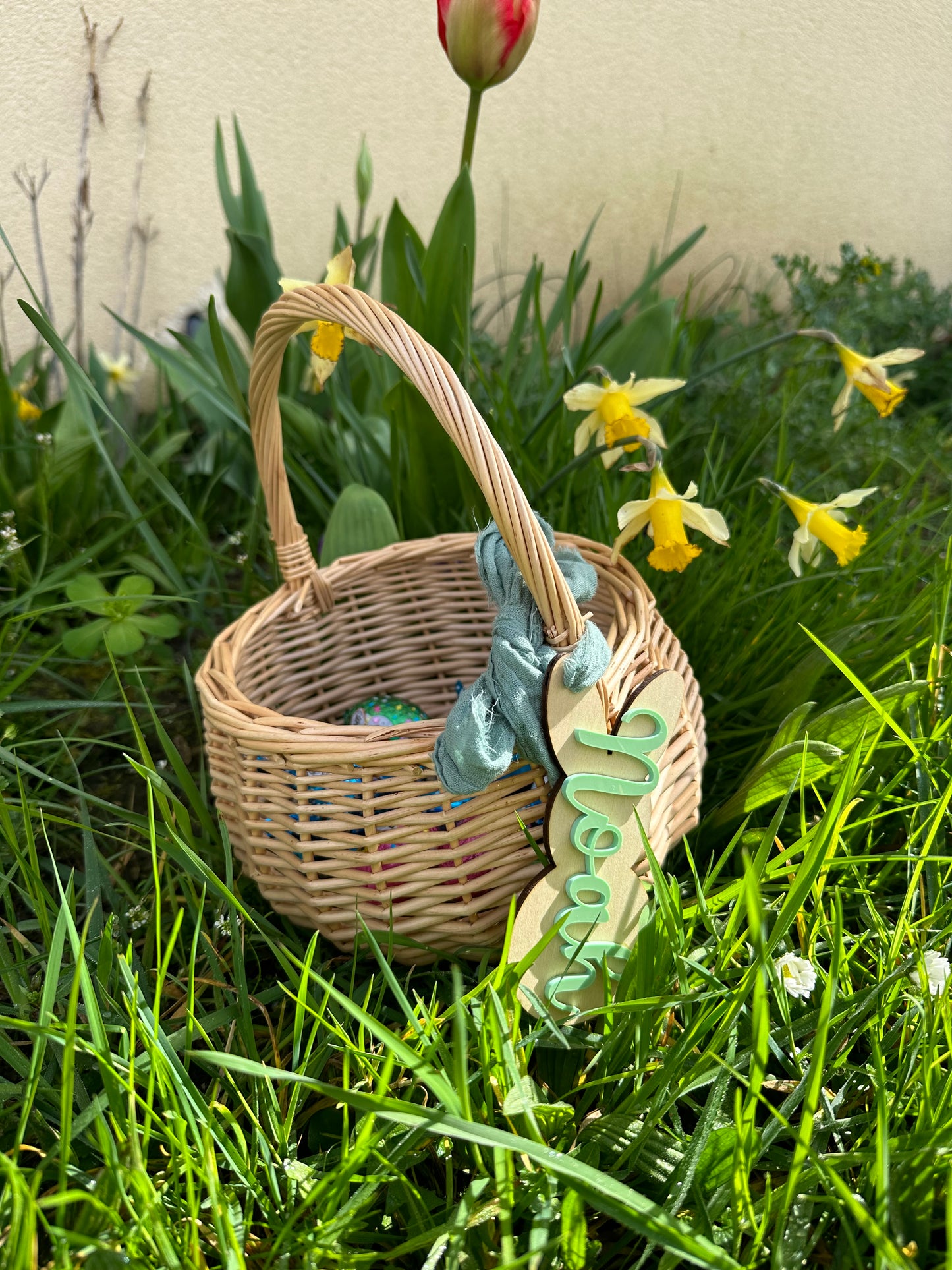 Panier + Etiquette pour panier de Pâques - Lapin