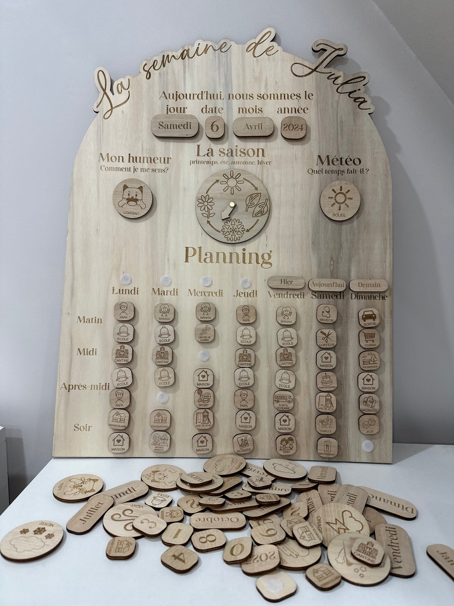 Semainier / Planning enfant en bois