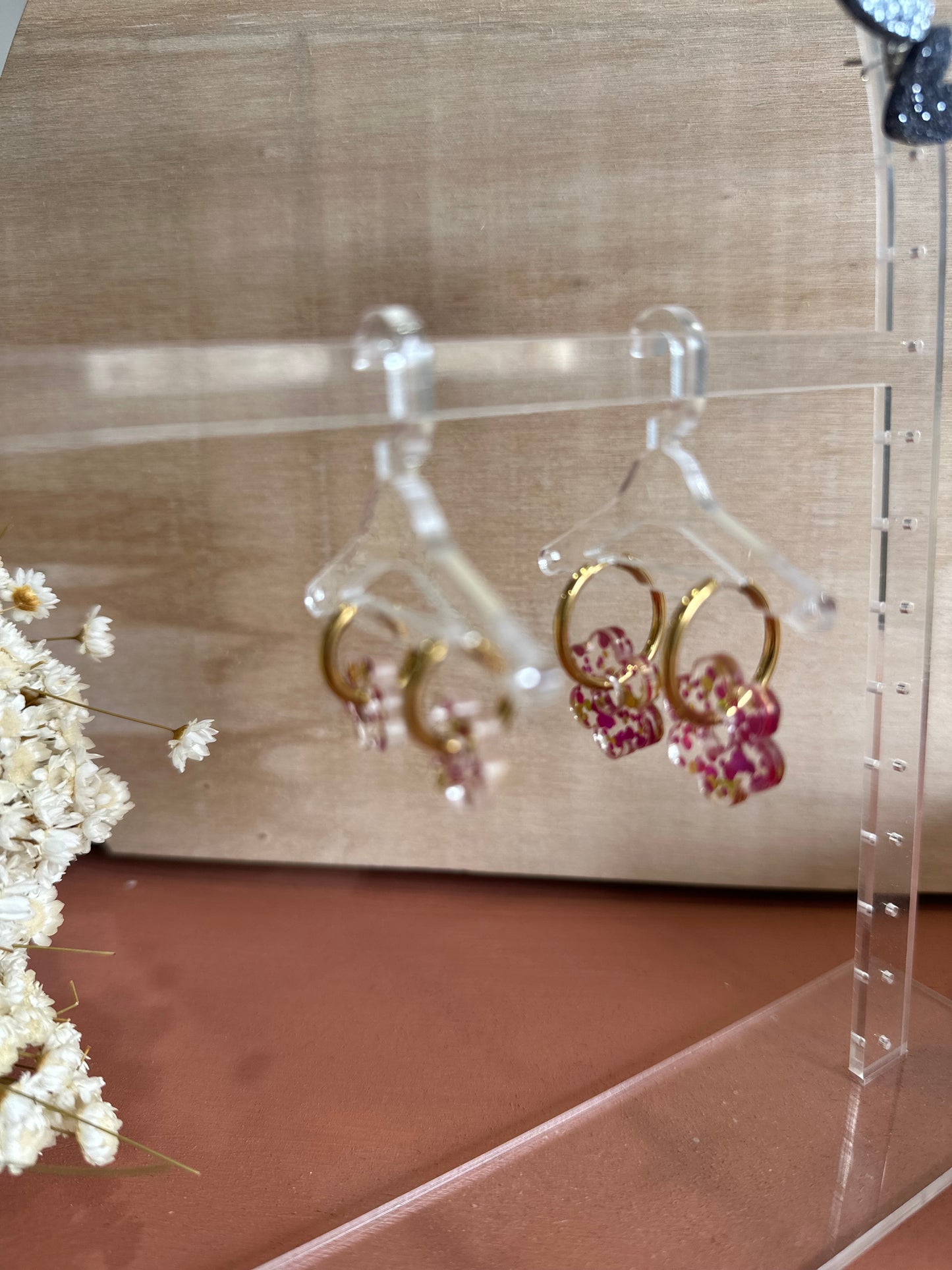 Boucles d'oreilles Créoles mini fleurs Mère-Fille