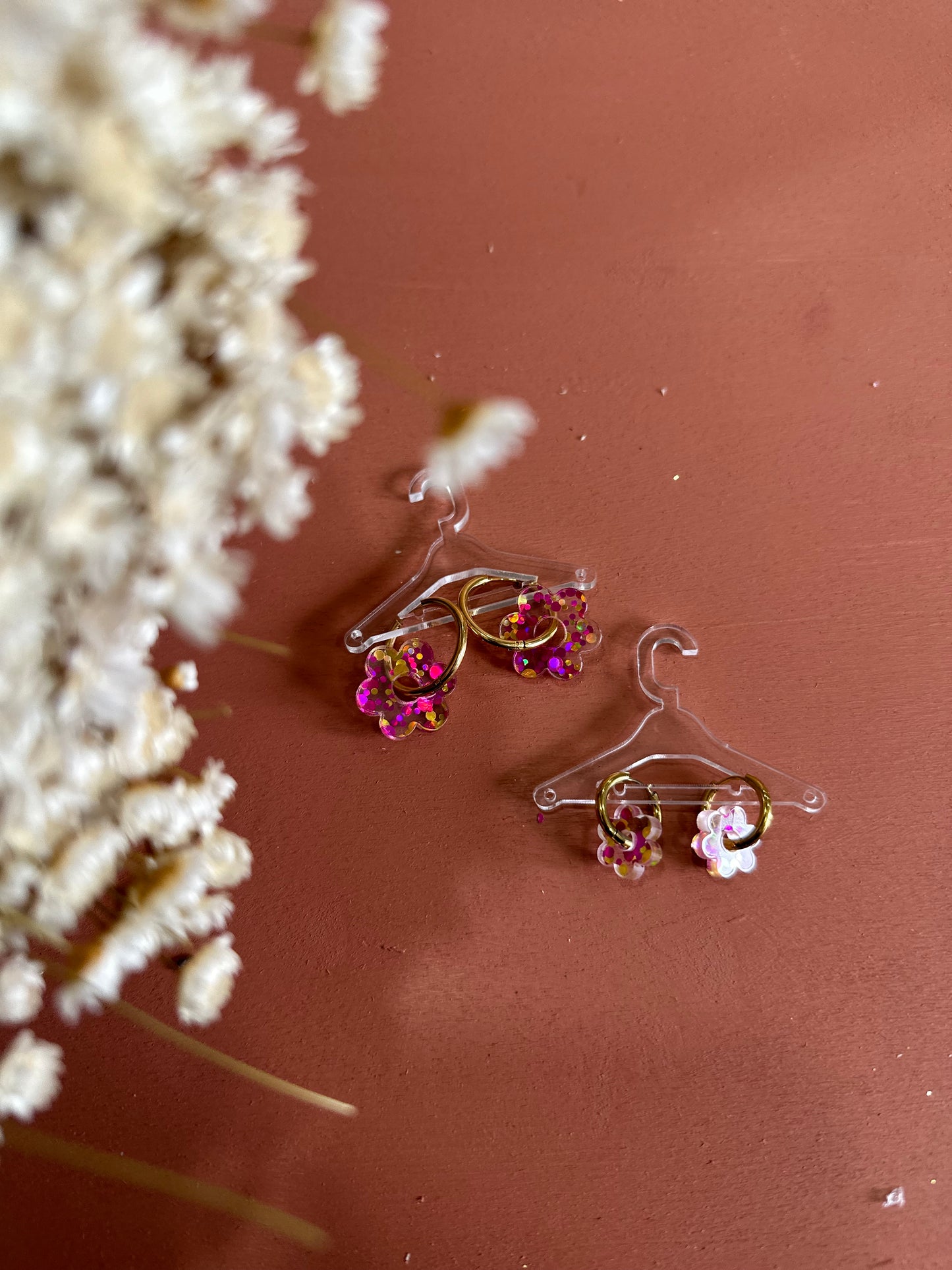 Boucles d'oreilles Créoles mini fleurs Mère-Fille
