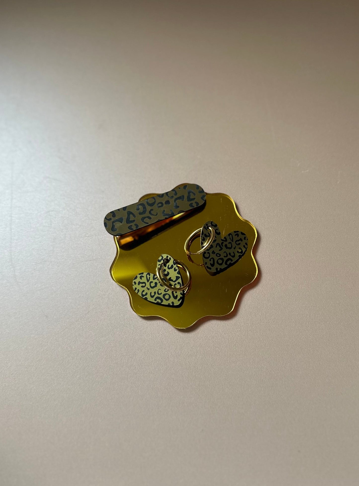 Boucles d'oreilles Créoles interchangeables - Coeur Léopard