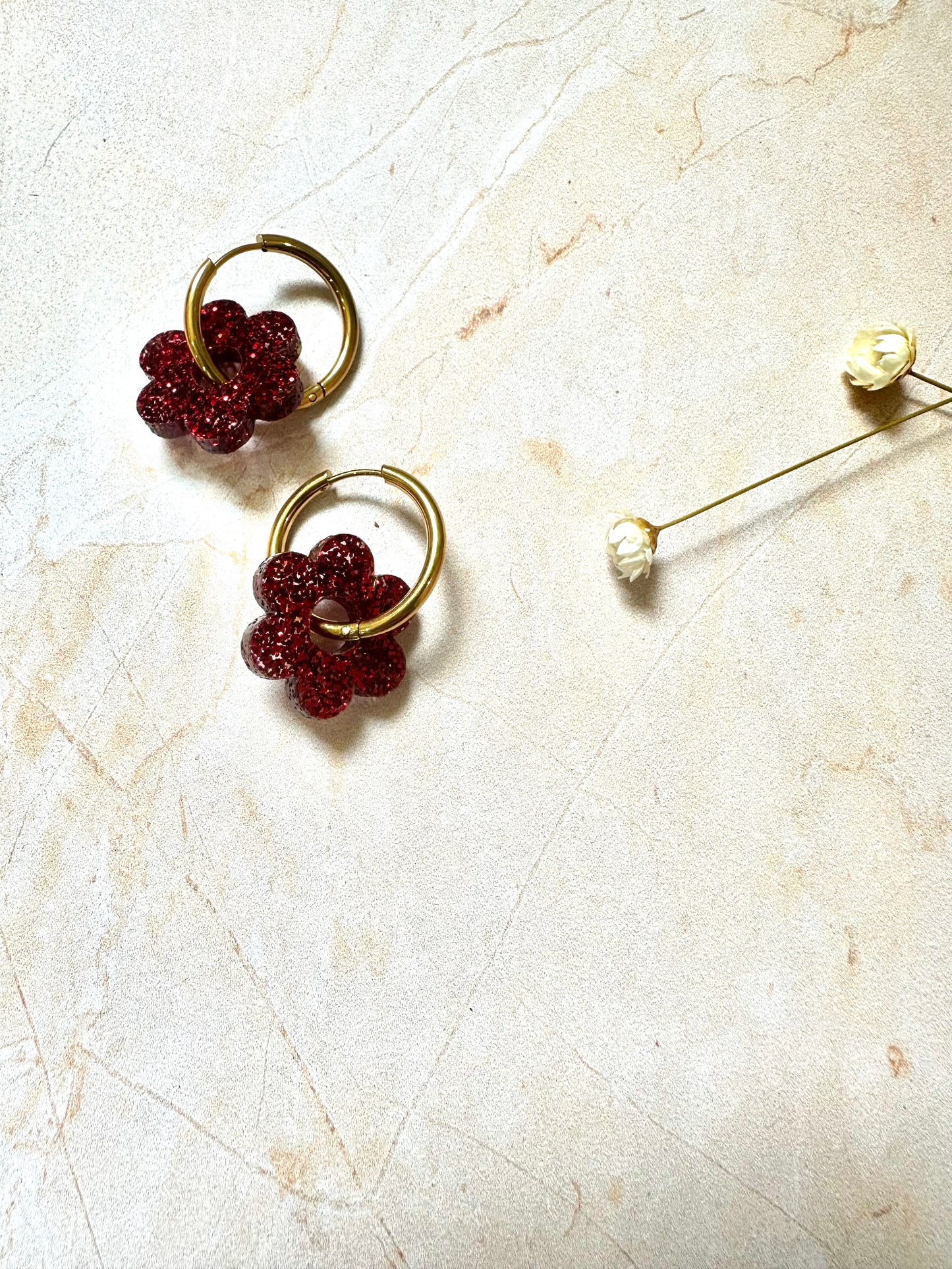Boucles d'oreilles Créoles interchangeables - Daisy (Fleur)