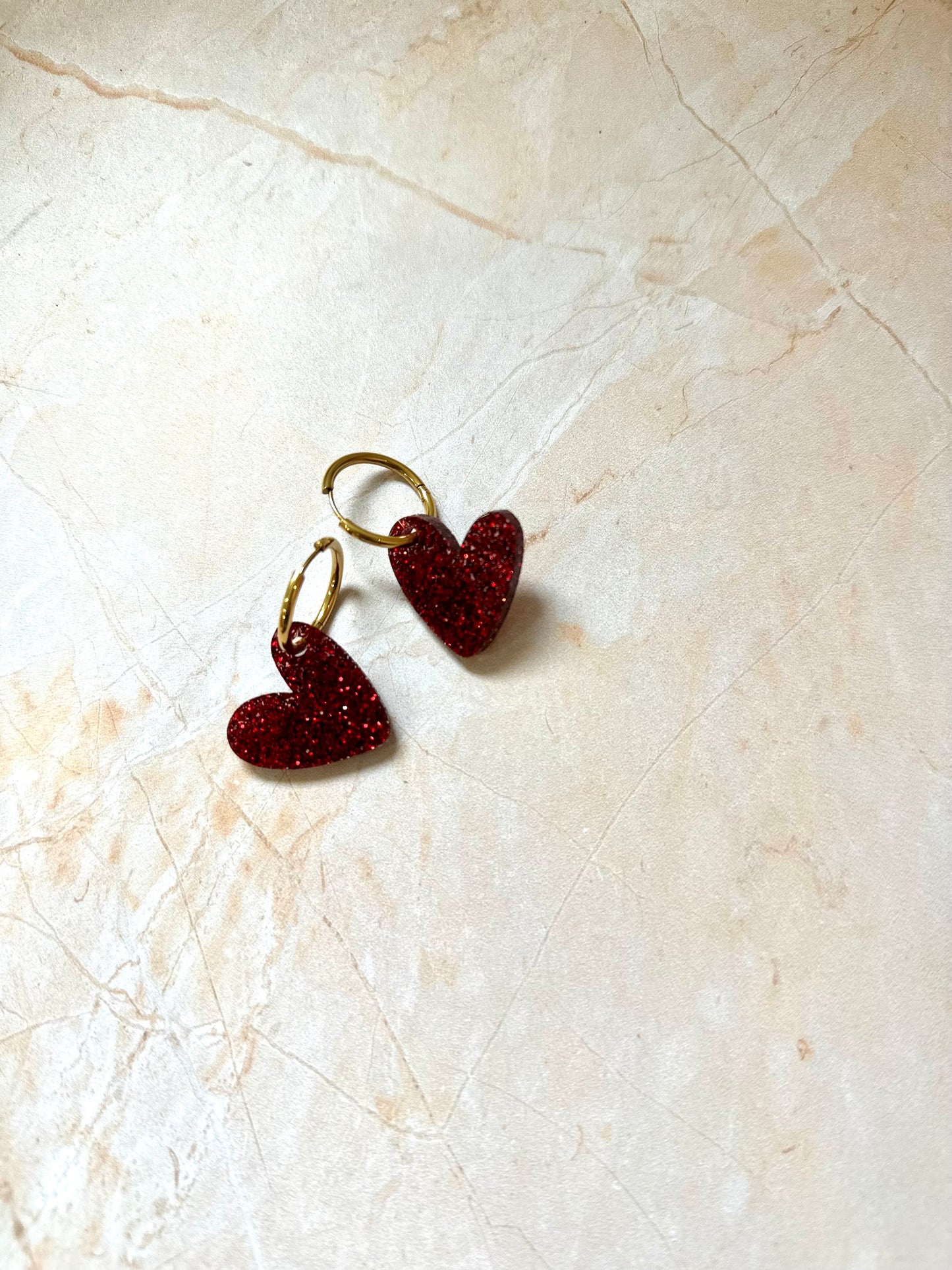 Boucles d'oreilles Créoles interchangeables - Amour Pailleté