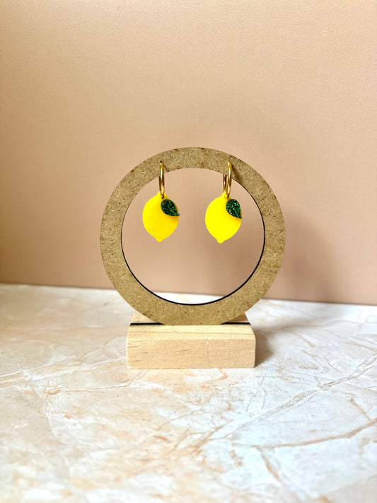 Boucles d'oreilles Créoles interchangeables - Citron