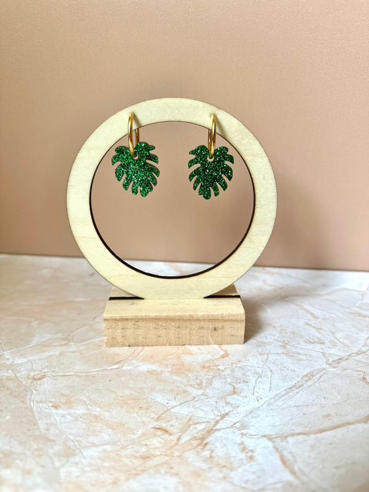 Boucles d'oreilles Créoles interchangeables - Monstera