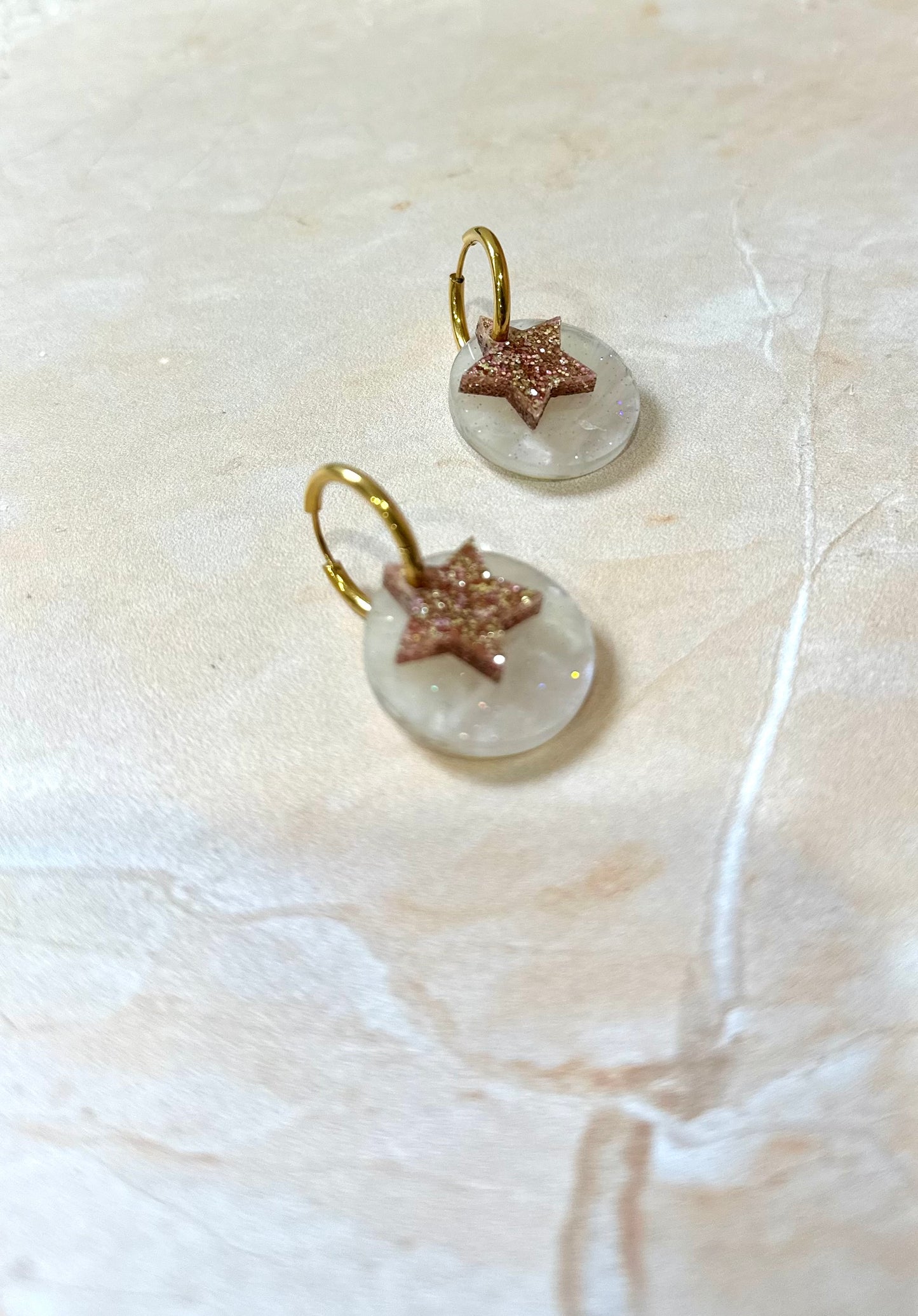 Boucles d'oreilles Créoles interchangeables - Étoile Scintillante