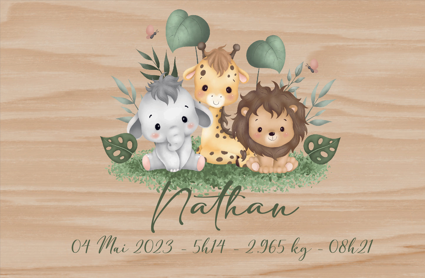 Boite en bois Naissance - Jungle