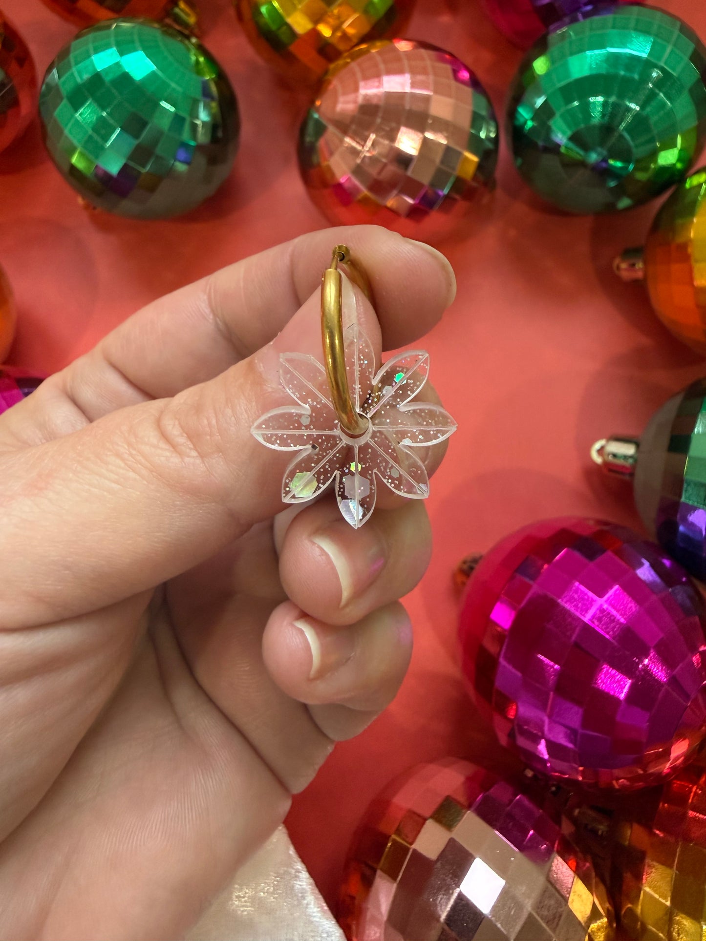 Créoles interchangeables -  Fleur de Neige ❄️