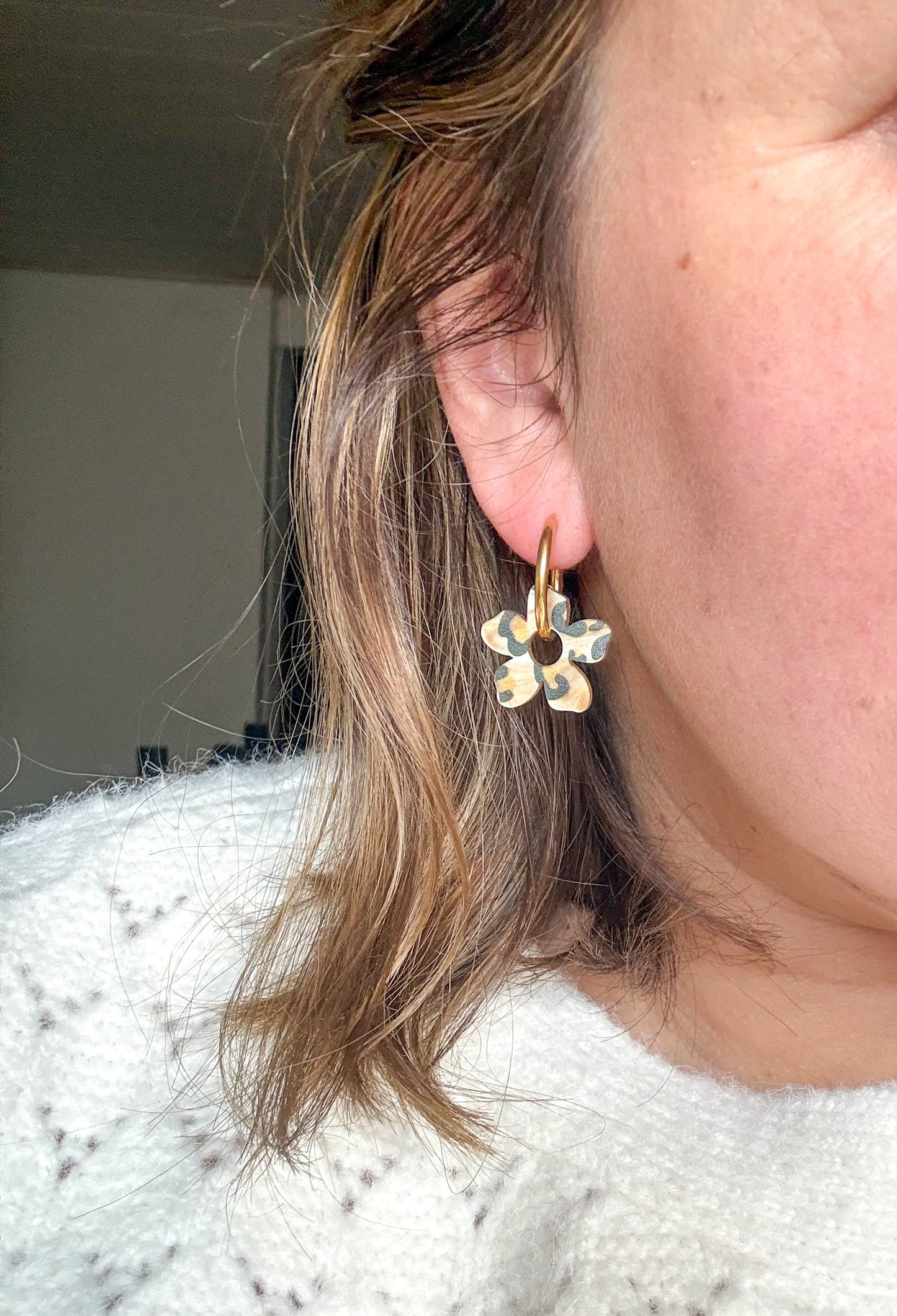 Créoles interchangeables – Léopard Marbré