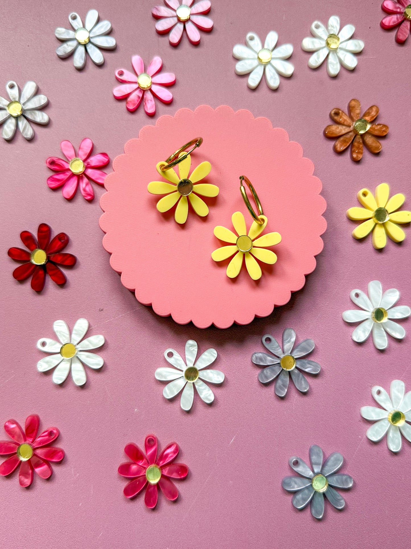 Boucles d'oreilles Créoles interchangeables - Marguerite