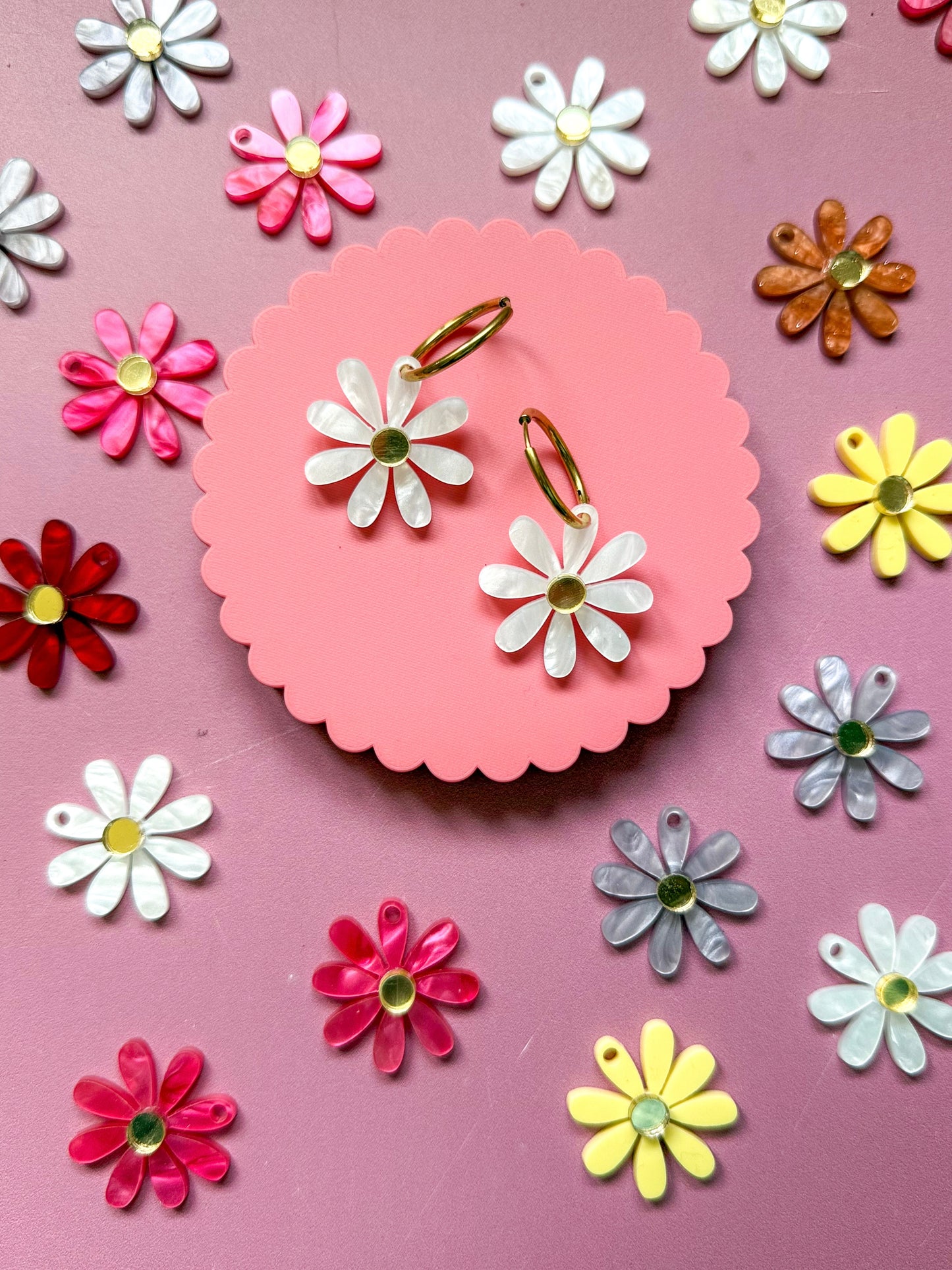 Boucles d'oreilles Créoles interchangeables - Marguerite