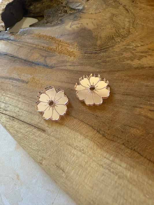 Boucles d'oreilles Créoles interchangeables - Fleur miroir rose gold mini