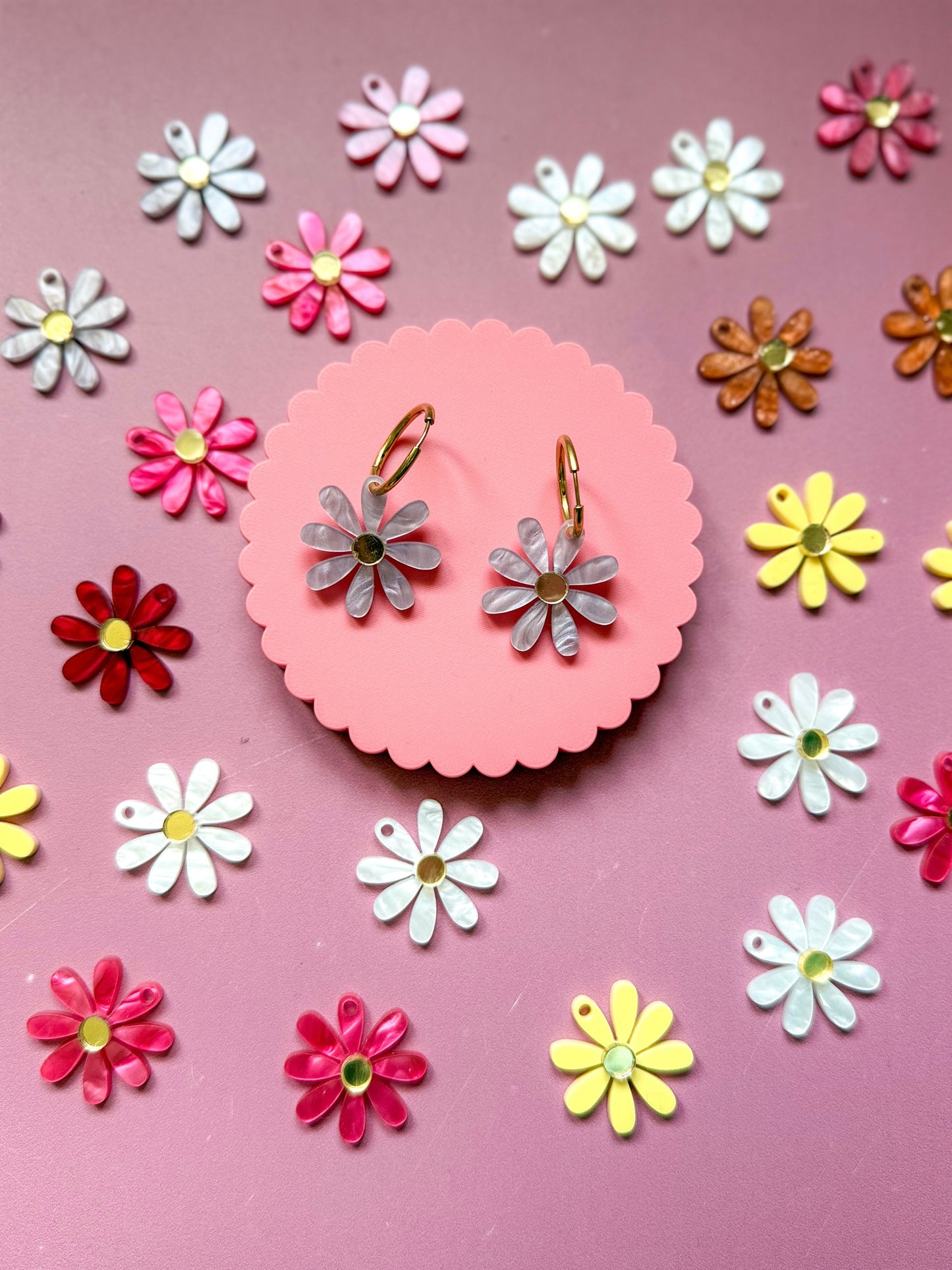 Boucles d'oreilles Créoles interchangeables - Marguerite