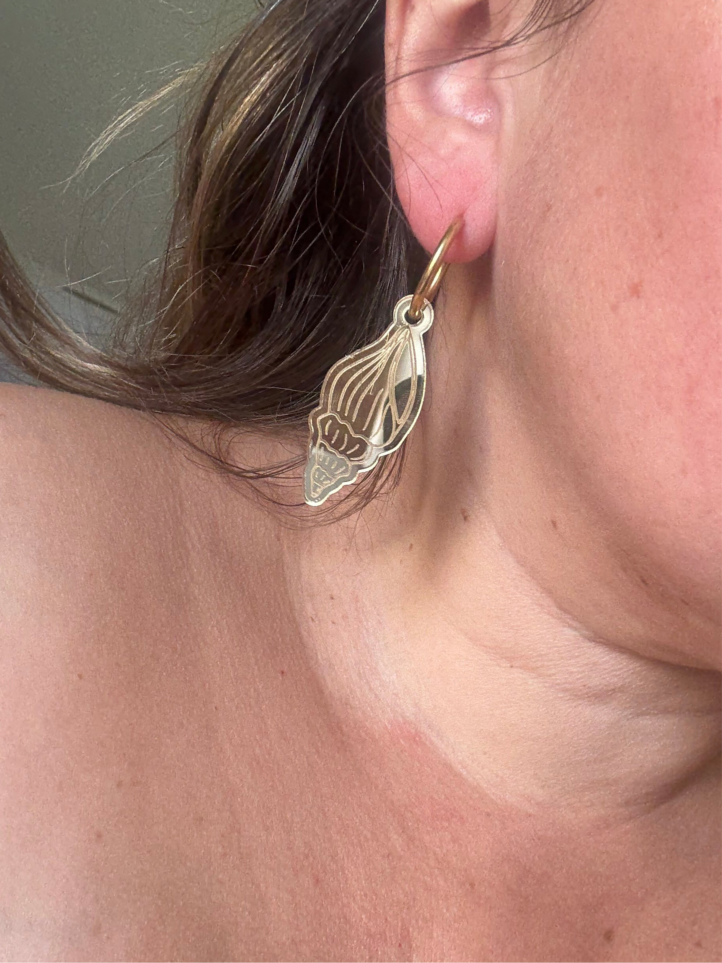 🐚 Créoles interchangeables Éclat Marin – Coquillage Long