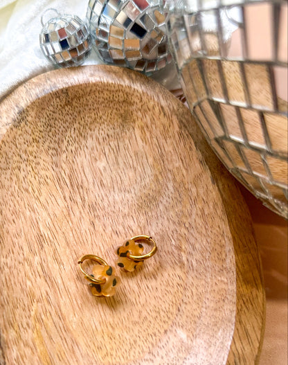 Créoles interchangeables mini Léopard Marbré