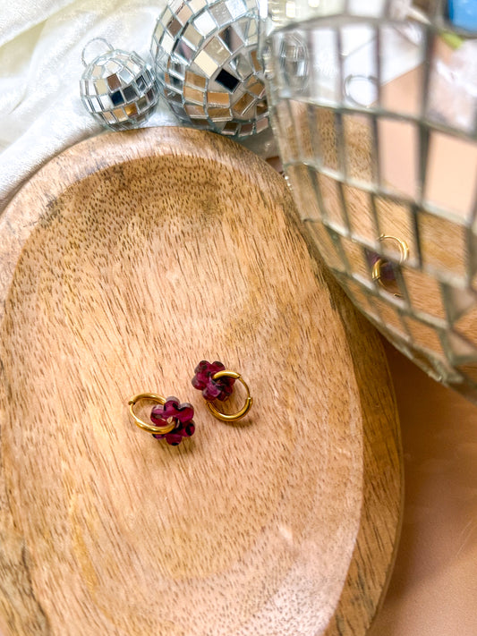 Créoles interchangeables mini Bordeaux — Léopard