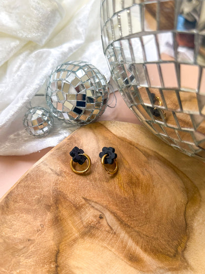 Créoles interchangeables mini Nuit Sauvage — Léopard Noir