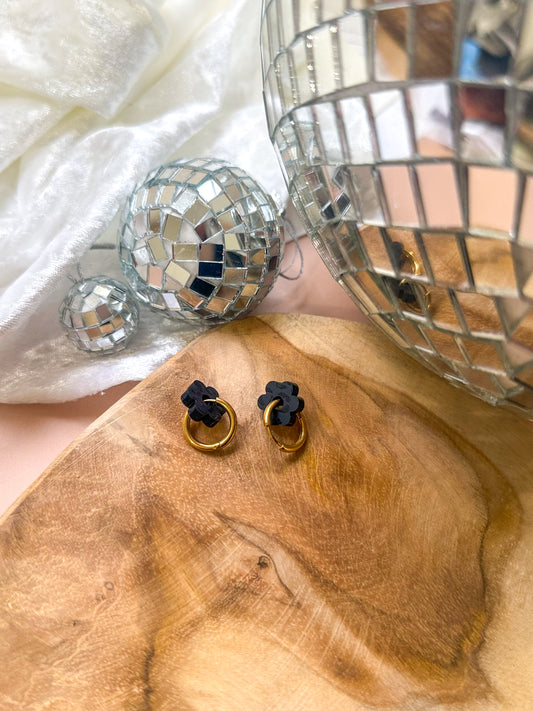 Créoles interchangeables mini Nuit Sauvage — Léopard Noir