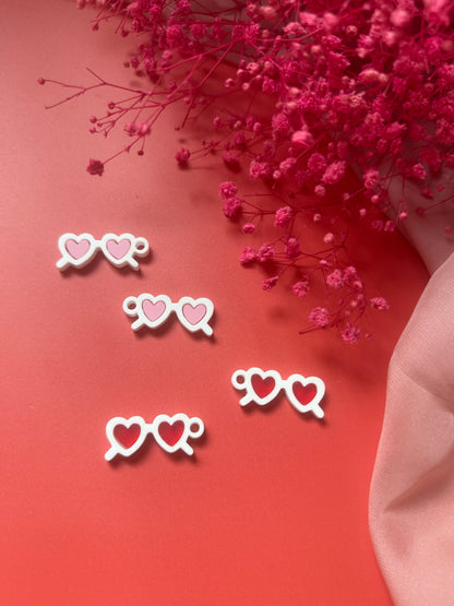 Pampilles interchangeables “Cœur Pop” – Lunettes en plexi blanc avec cœur coloré