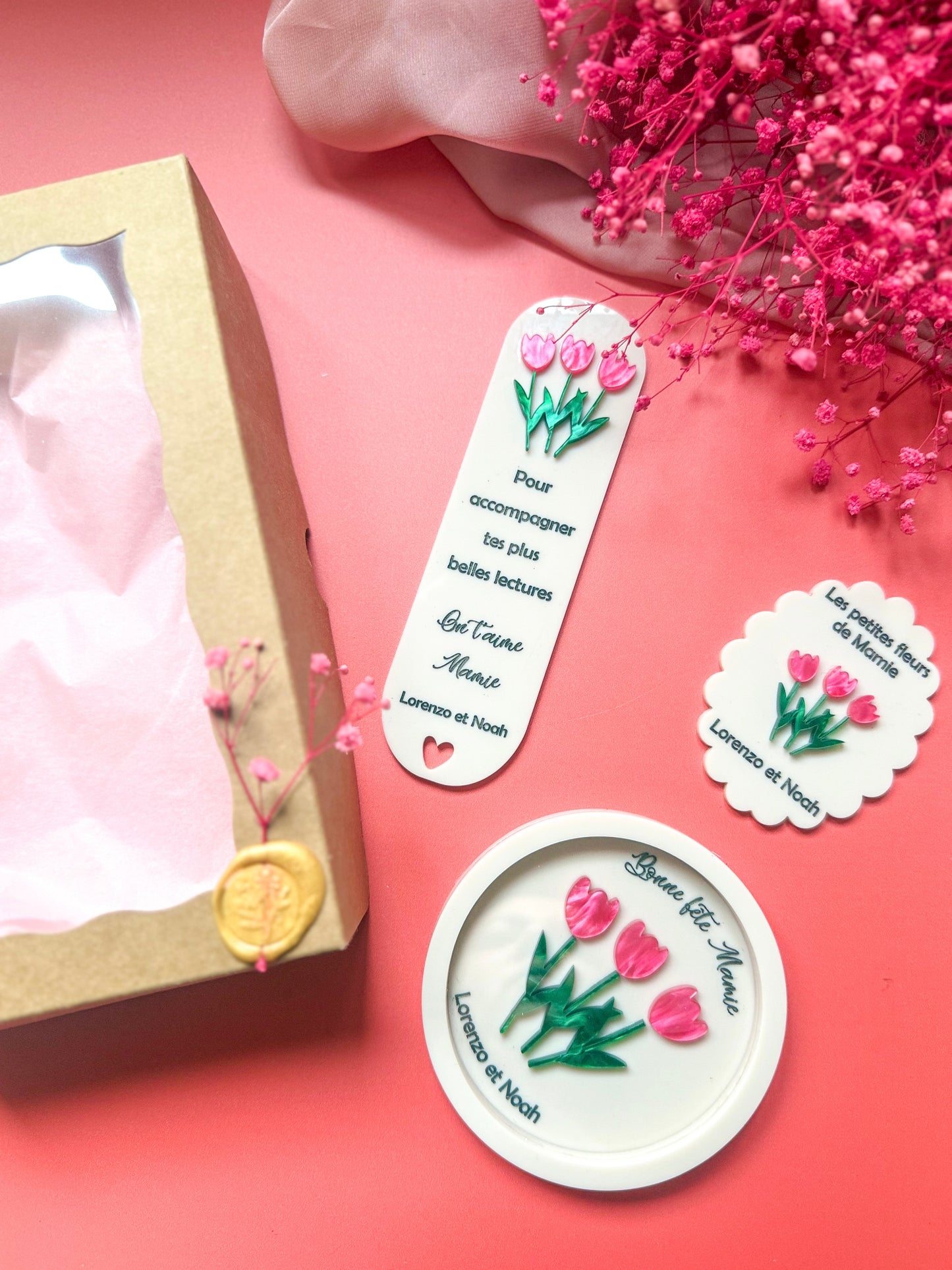 Porte-bijoux en plexiglas – Collection Tulipes personnalisable